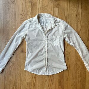 Frank & Eileen Tailored Button-Up Shirt Pink Hearts White XS